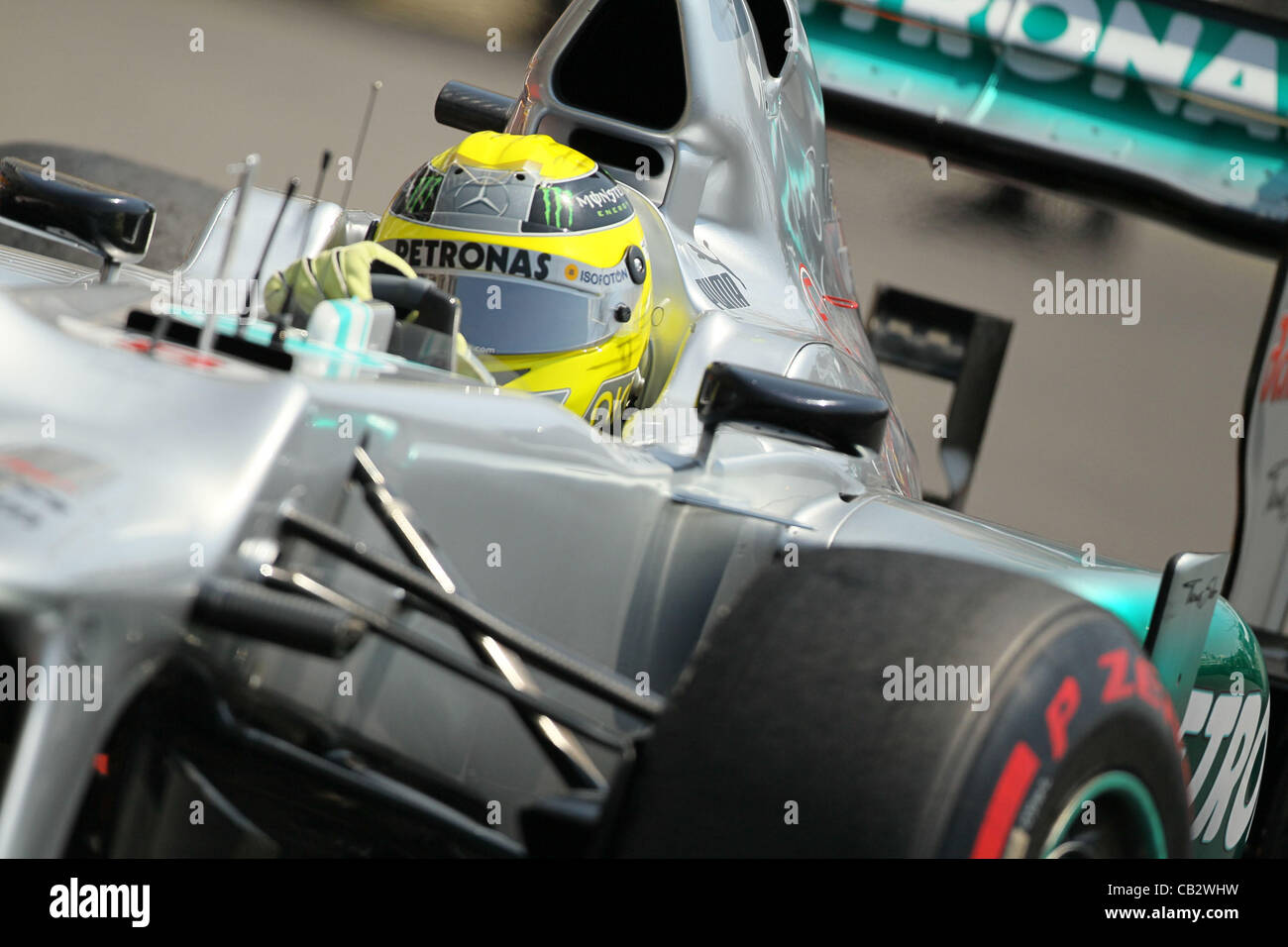 26.05.2012. Monaco, Monote Carlo. Nico Rosberg findet auf den Straßen von Monaco während Letztes Training am Qualifikationstag. Stockfoto