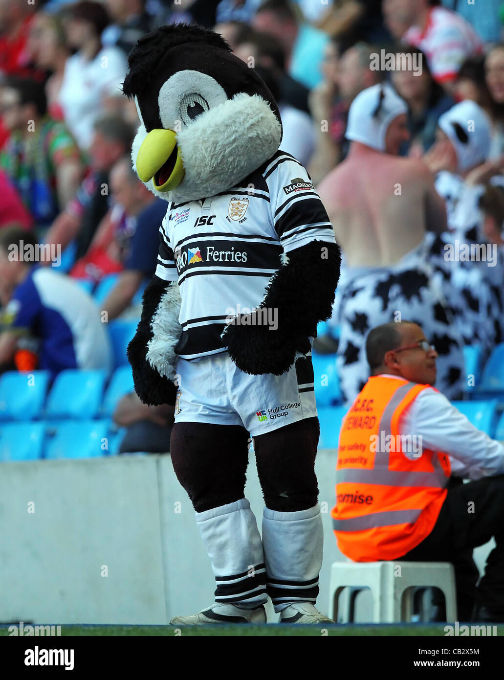 26.05.2012 Manchester, England. Hull Kingston Rovers V Hull FC. Rumpf-Maskottchen in Aktion am Wochenende Stobart Super League Rugby Magie von Etihad Stadium Stockfoto