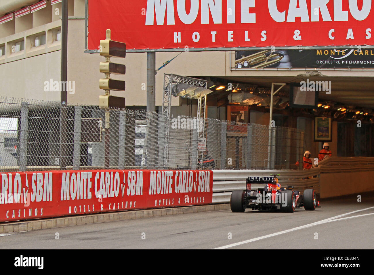 27.05.2012. Monaco Monte Carlo, F1 Grand Prix Mark Webber - Sieger des Monaco Grand während des Rennens Stockfoto