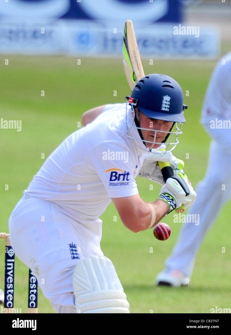 28.05.2012 Nottingham, England. Andrew Strauss in Aktion während des zweiten Test England gegen die West Indies im Trent Bridge. Stockfoto