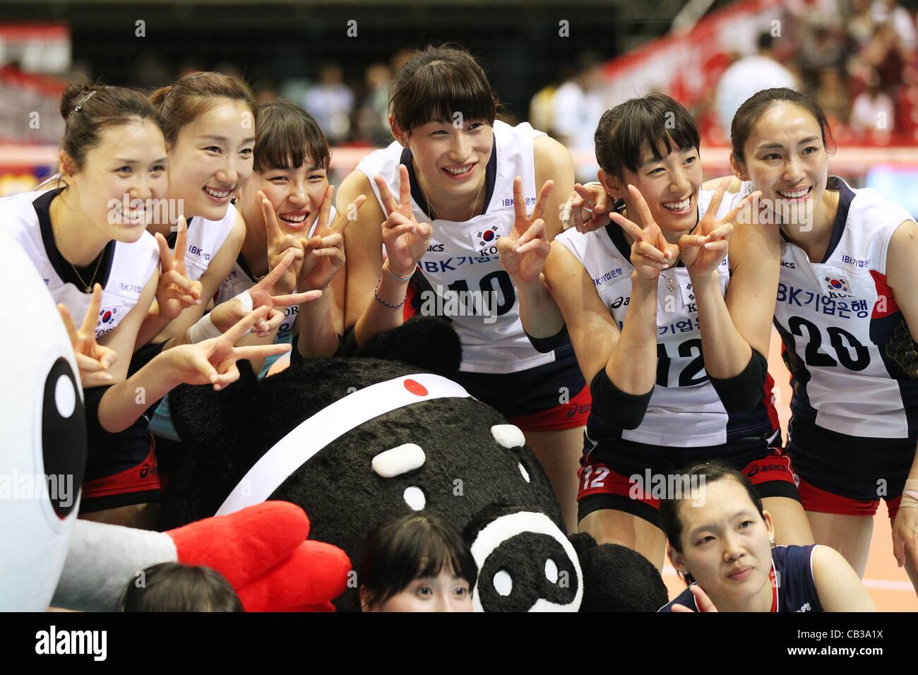 Frauen Korea National Team Gruppe (KOR), 26. Mai 2012 - Volleyball: FIVB Frauen Volleyball World Finalqualifikation für die Olympischen Spiele in London 2012 match zwischen Korea 3-0 Thailand am Tokyo Metropolitan Gymnasium, Tokio, Japan.  (Foto von Daiju Kitamura/AFLO SPORT) [1045] Stockfoto