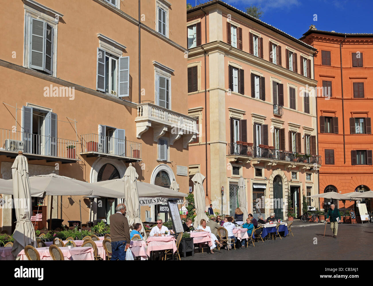 Rom, Piazza Navona, Tische im freien restaurant Stockfoto