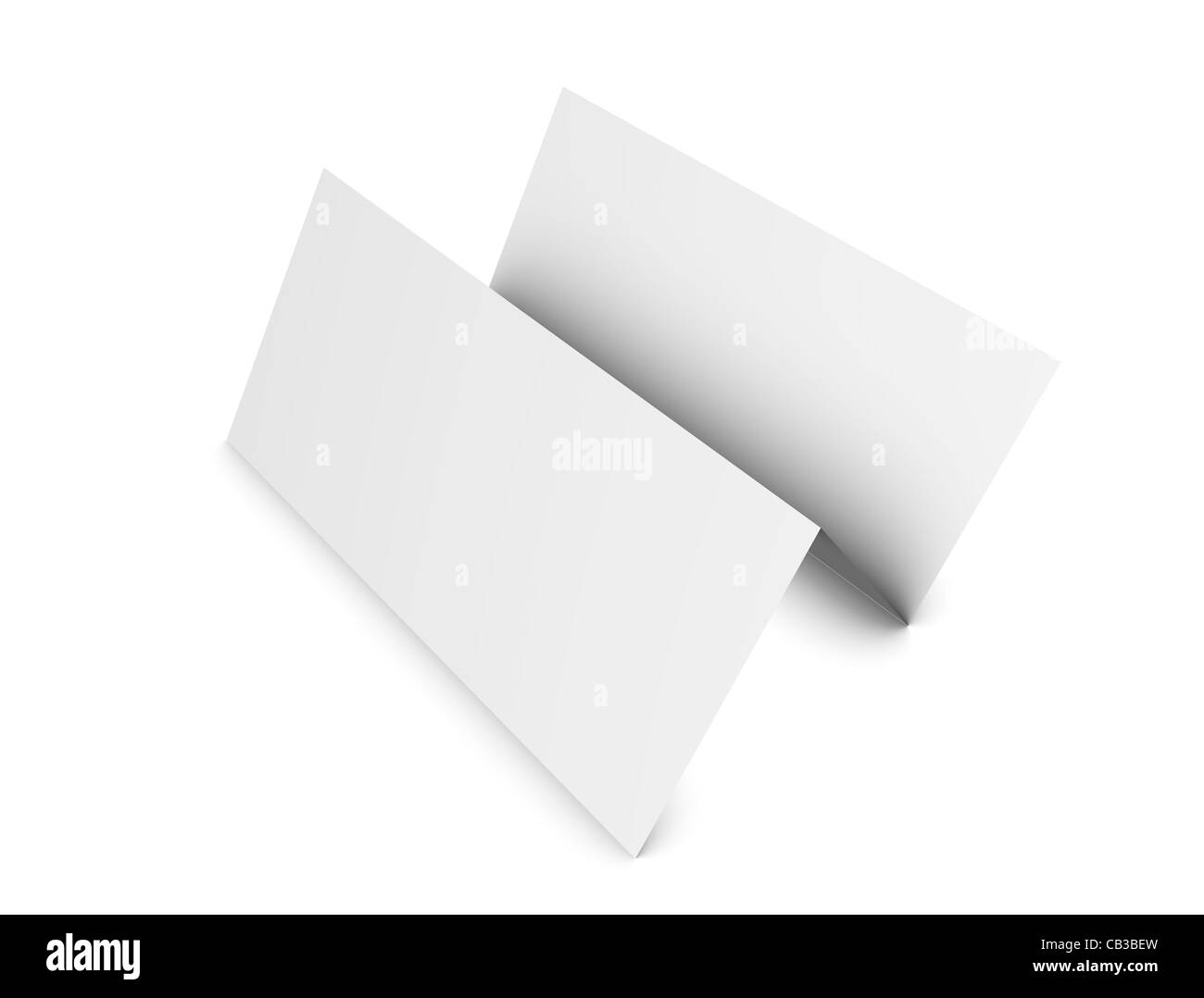 3D Rendering, 3 Fach-Broschüre, Textfreiraum, isoliert auf weiss. Stockfoto