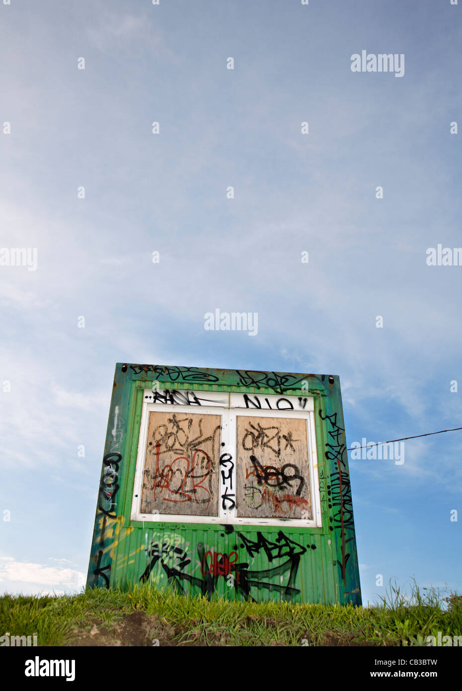 Hütte und graffiti Stockfoto