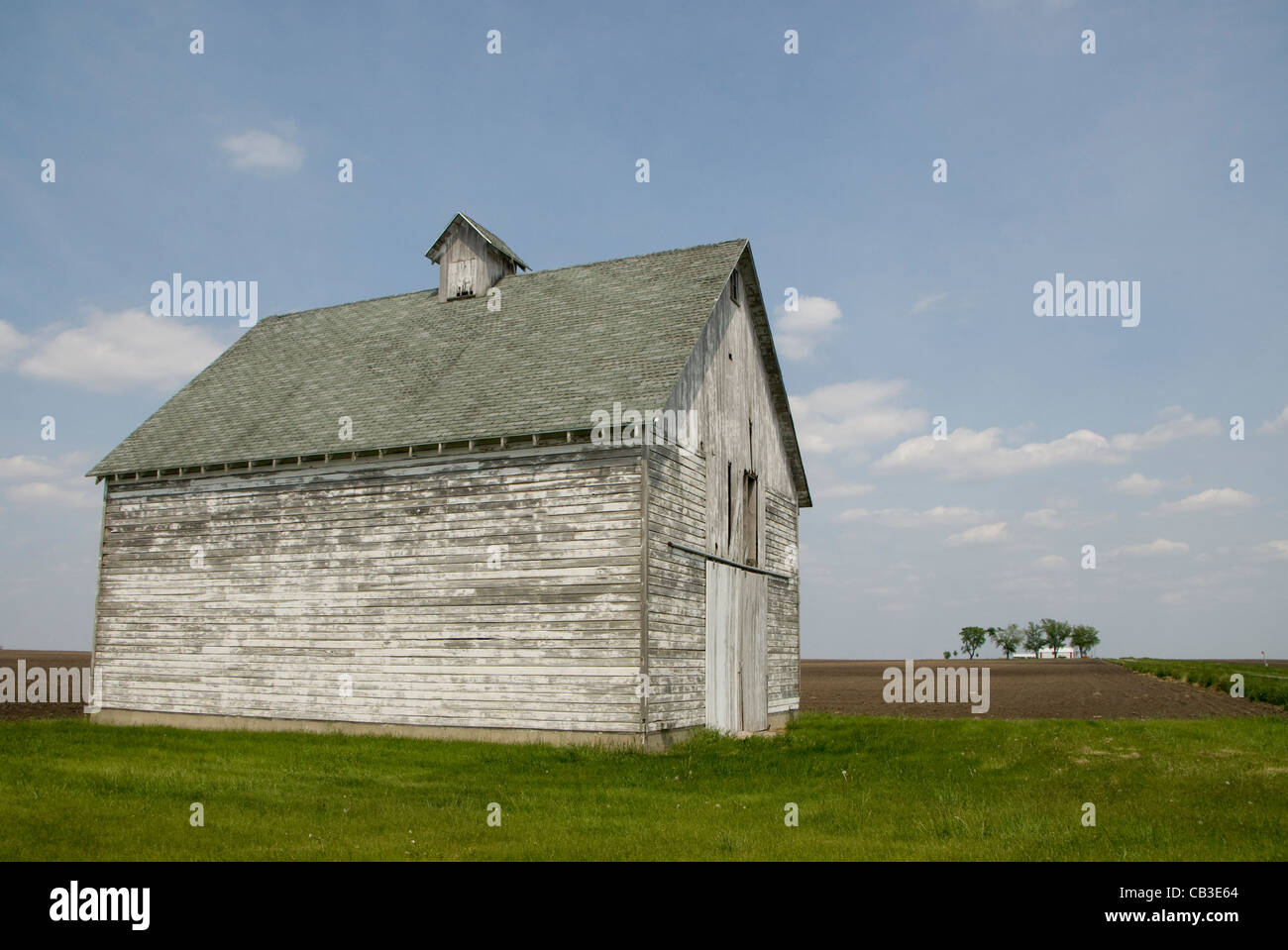 Scheune auf Grasland, in der Nähe von Champaign-Urbana, Illinois, USA Stockfoto