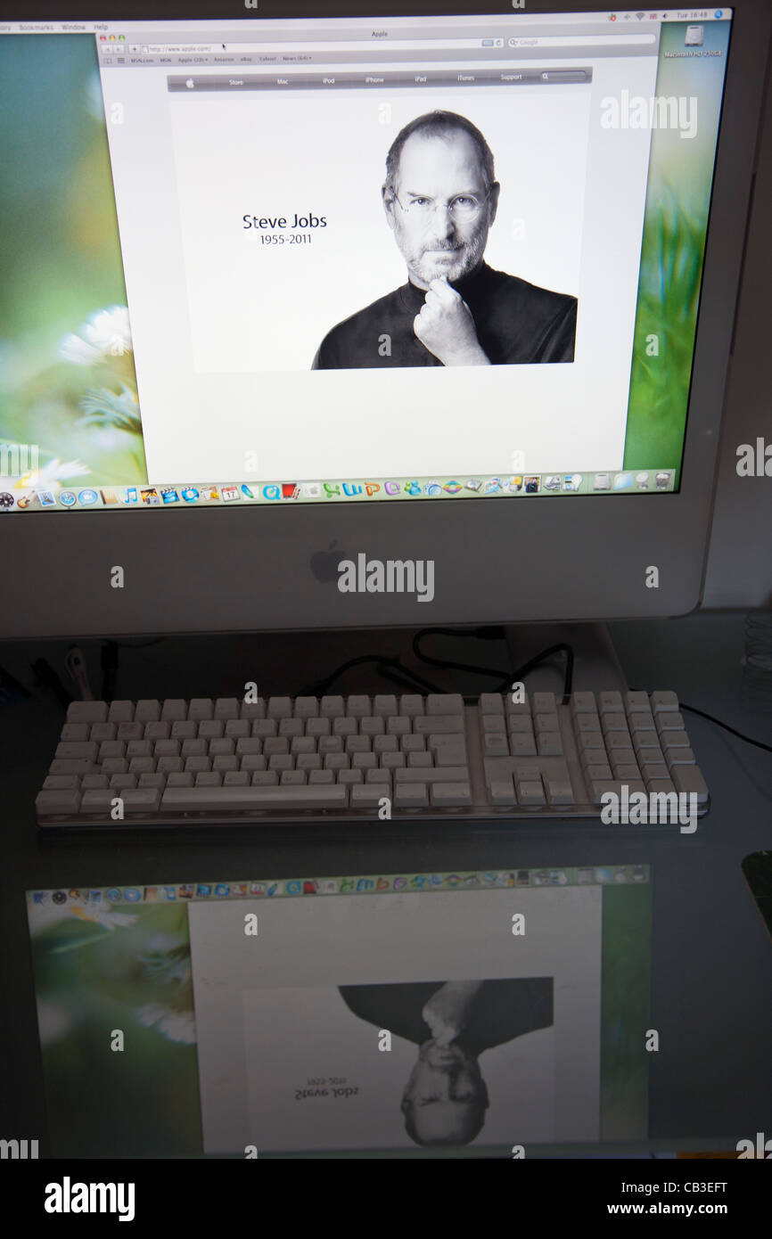 Screenshot von Steve Jobs auf Mac-Schreibtisch Stockfoto