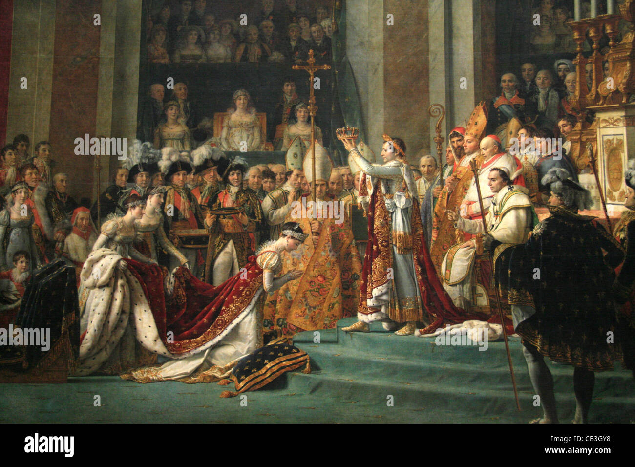 Louis David, Sacre d e l ' Empereur Napoleon 1er et Couronnement de l'Impératrice Joséphine Dans la Cathédrale Notre-Dame de Paris Stockfoto