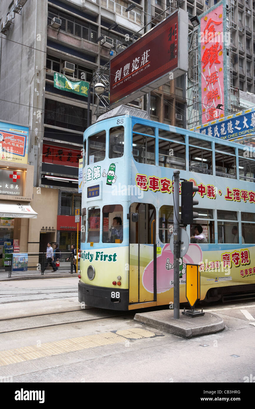 Hong Kong-Tram auf Hong Kong Island Sonderverwaltungsregion Hongkong china Stockfoto