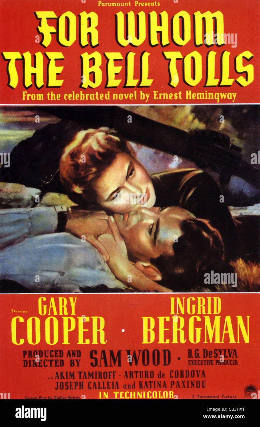 FÜR WHOM THE BELL TOLLS Plakat für Paramount Film 1943 mit Gary Cooper und Ingrid Bergman Stockfoto