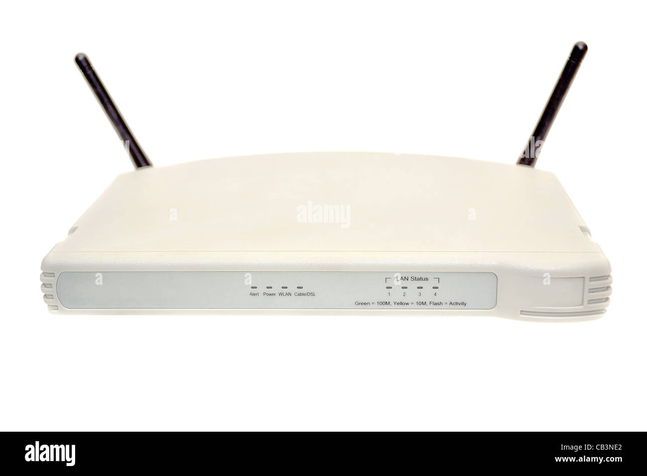 WLAN-Router auf weißem Hintergrund Stockfoto