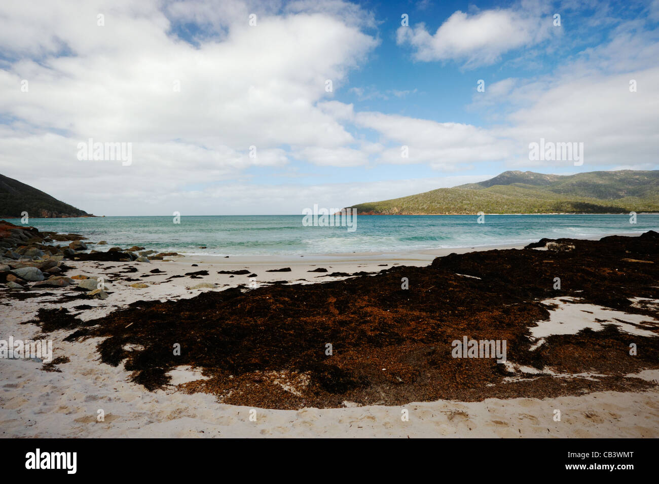 Wineglass Bay Strand und Tasmansee, Freycinet National Park, East Coast, Tasmanien, Australien Stockfoto