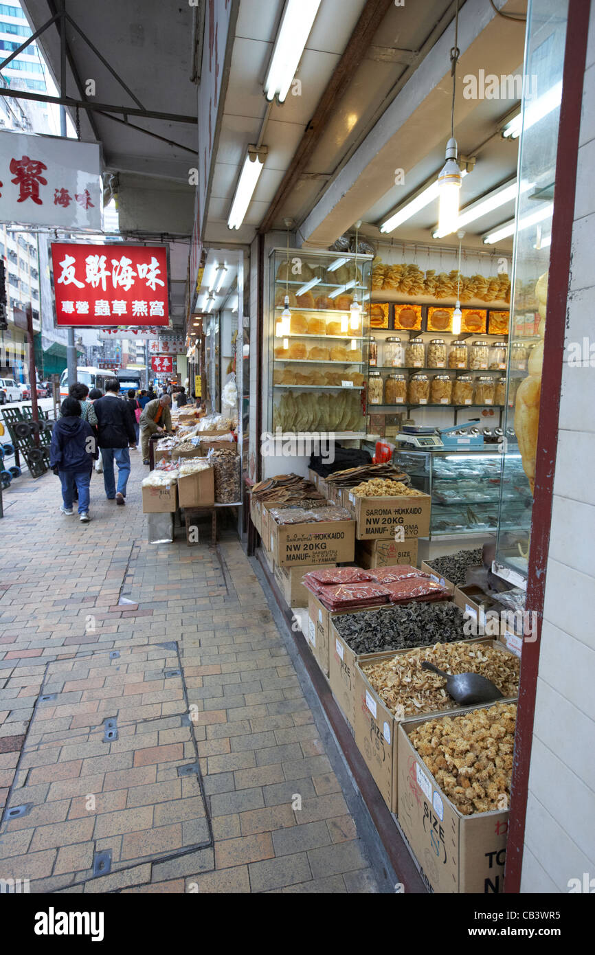 getrocknete Meeresfrüchte Shop auf Sheung wans getrocknete Meeresfrüchte Querstraße des Voeux Road West Hongkong Island Sonderverwaltungsregion Hongkong china Stockfoto