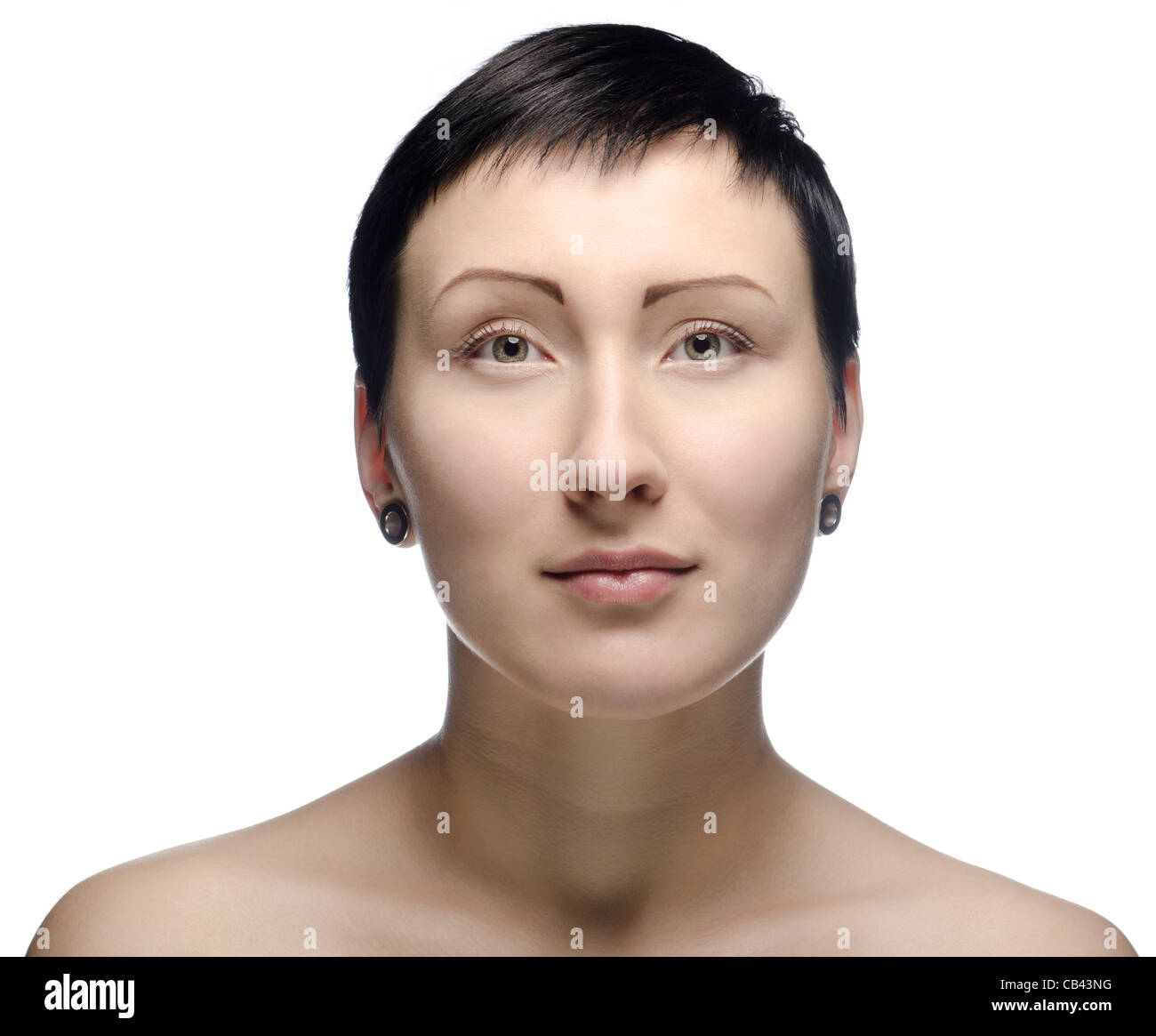 Sauber und frisch isolierte Porträt der schönen jungen Frau. Stockfoto