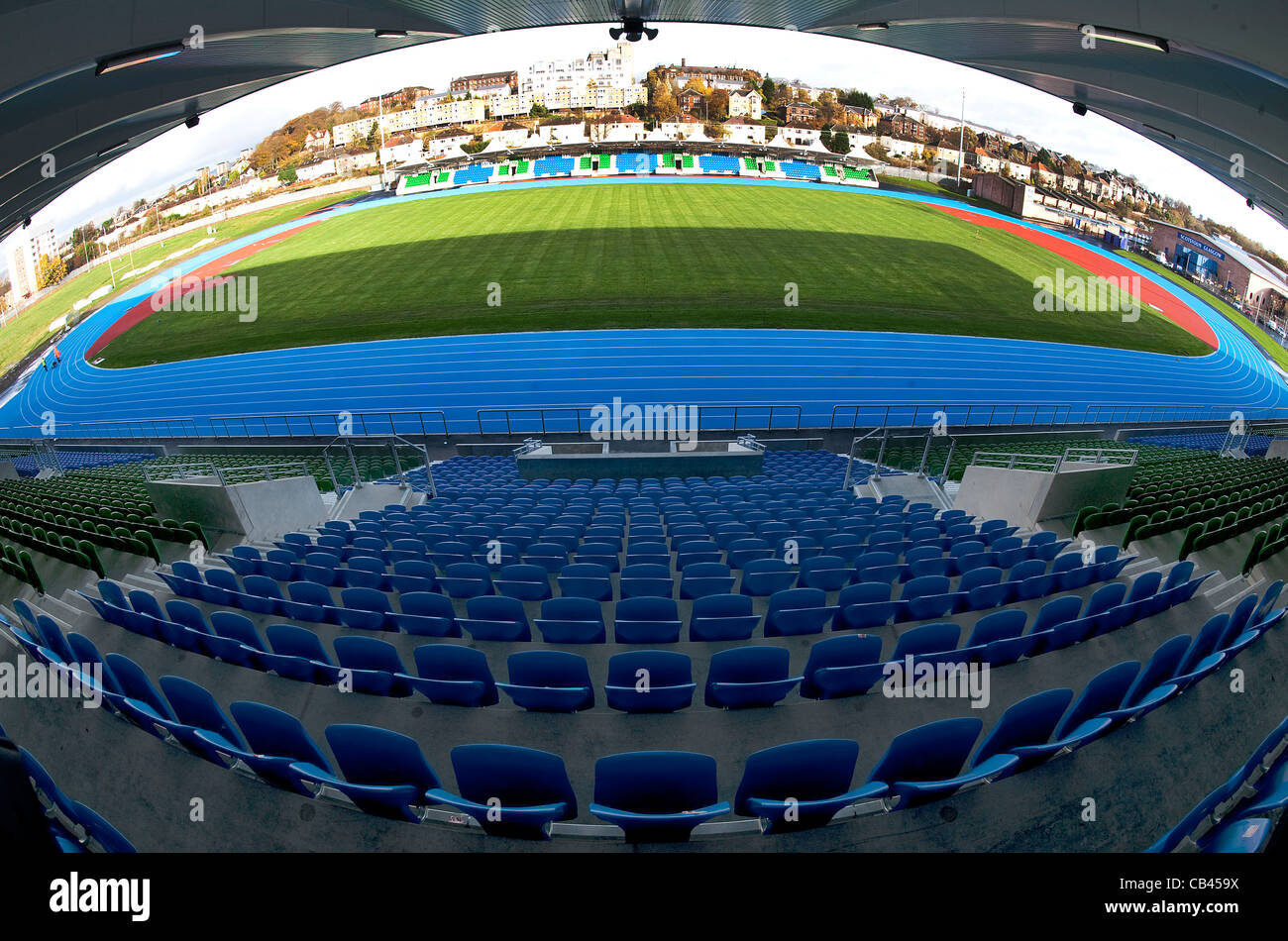 Scotstoun Stadion in Glasgow die als Trainingszentrum für die Commonwealth-Spiele 2014 verwendet werden. Stockfoto