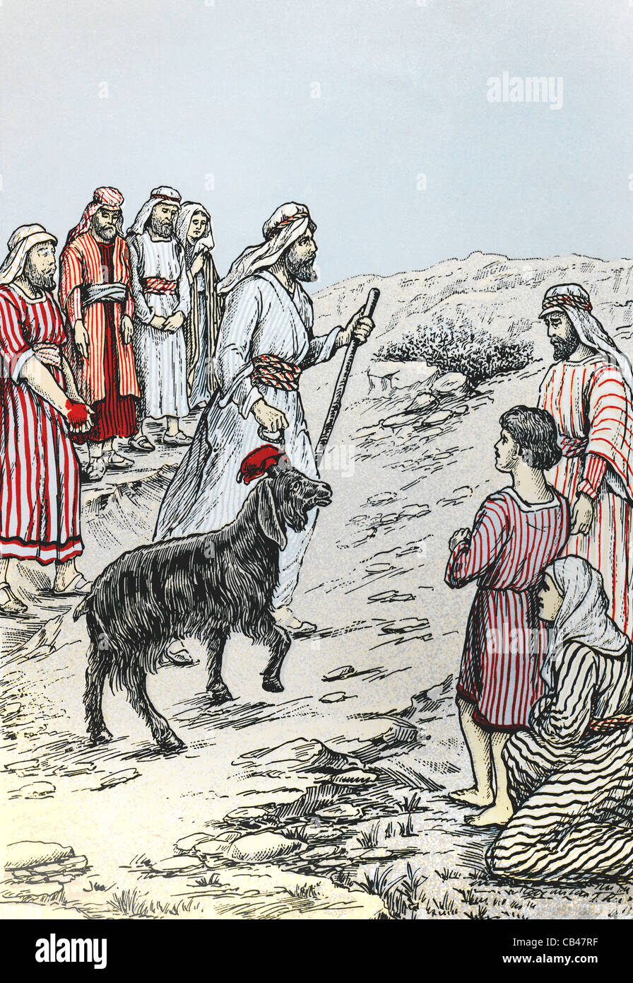 Eine Illustration des Sündenbocks (Levitikus XVI) von A. Fisher aus dem Tabernakel In der Wildnis Stockfoto