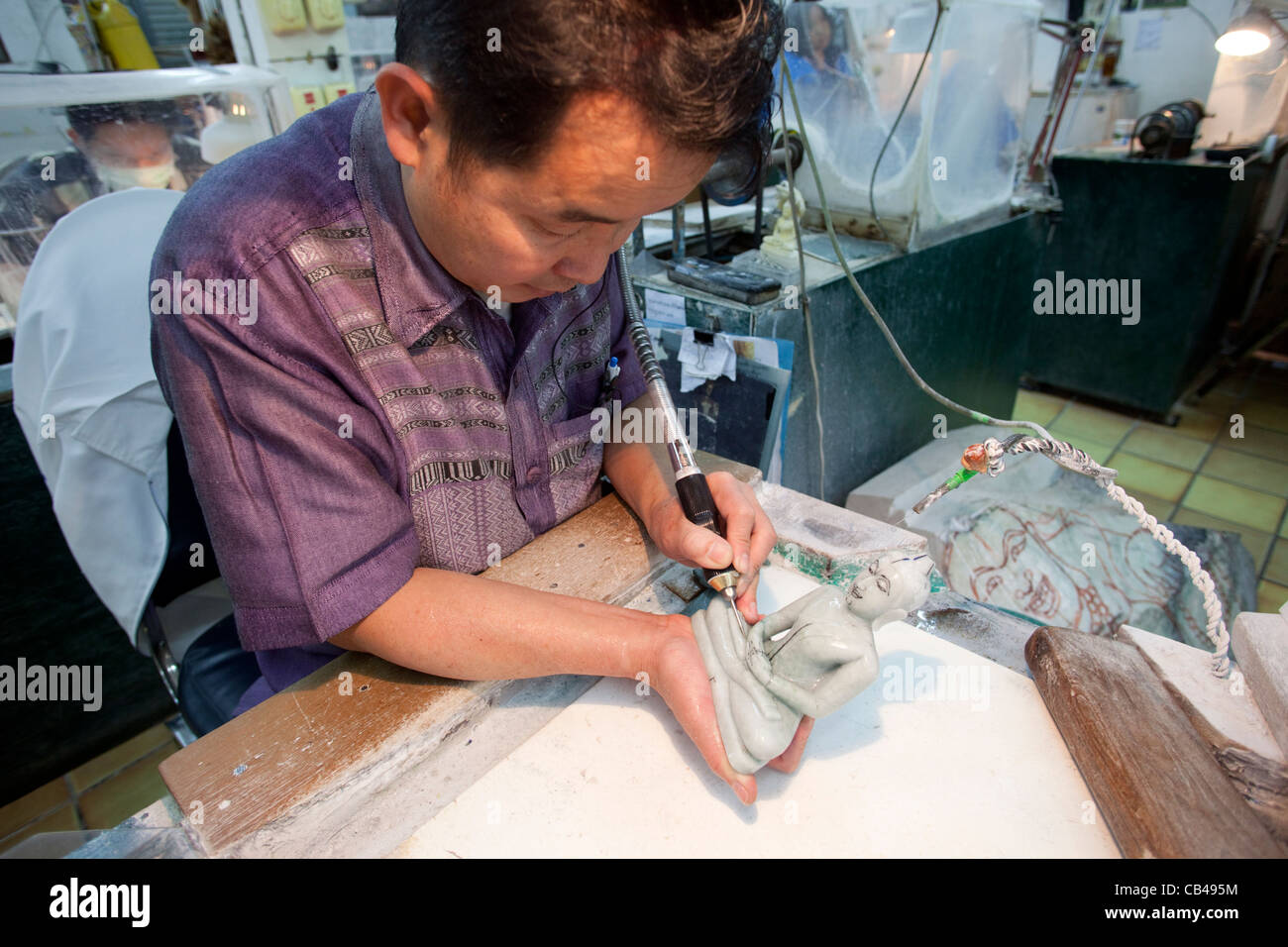 Thailand, Chiang Mai, Jade Carving Stockfoto