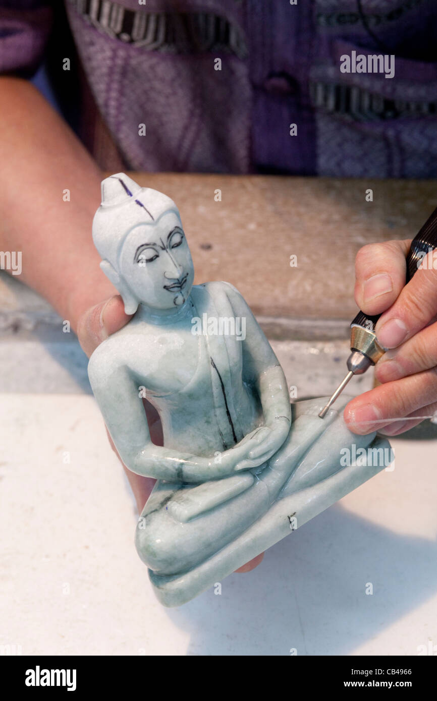 Thailand, Chiang Mai, Jade Carving Stockfoto