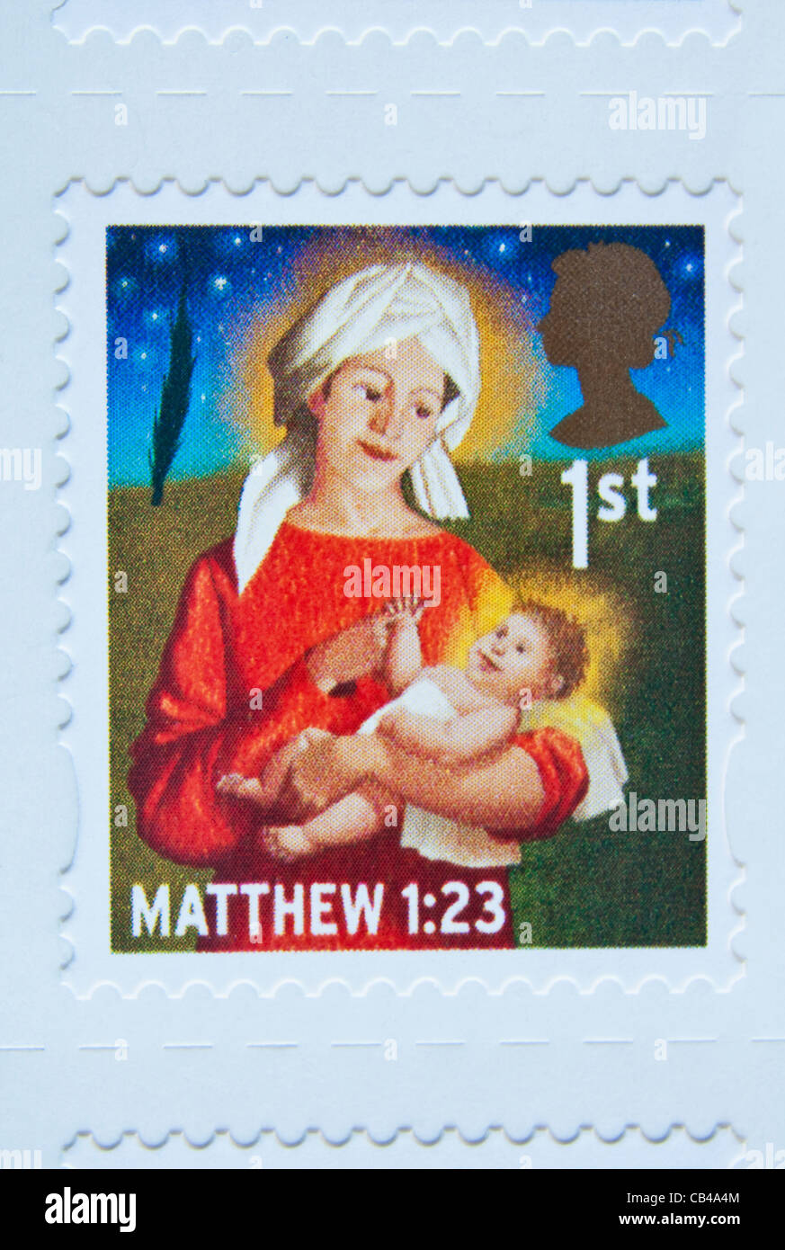 First Class (1.) Weihnachten Briefmarke - 2011.  VEREINIGTES KÖNIGREICH. Stockfoto