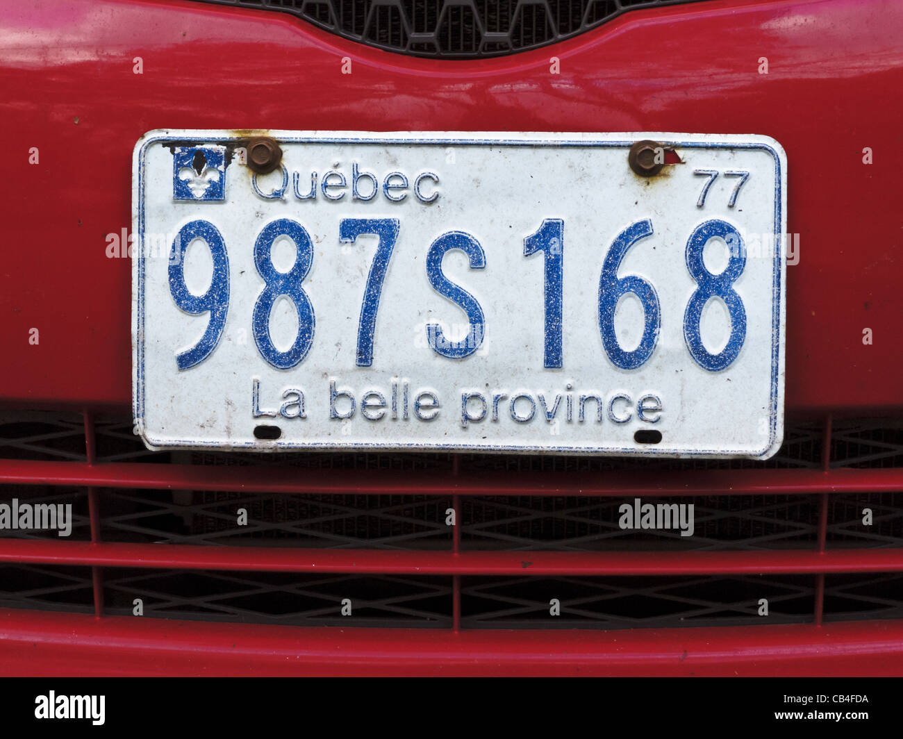 1977-Quebec-Kfz-Kennzeichen mit Slogan "La Belle Province" (die schöne Provinz). Stockfoto