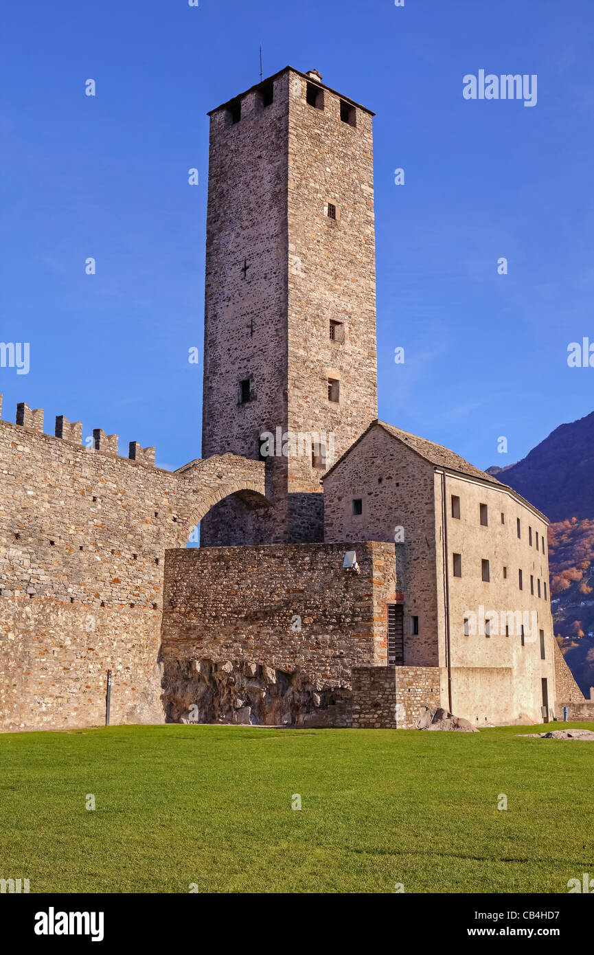 Castel Grande, Weltkulturerbe der UNESCO, in Bellinzona, Tessin, Schweiz Stockfoto