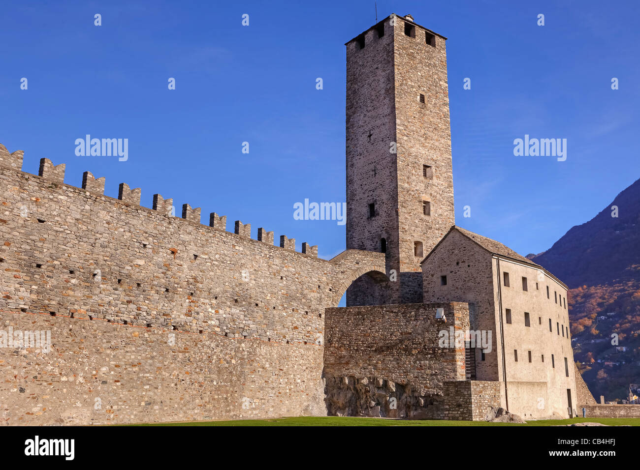 Castel Grande, Weltkulturerbe der UNESCO, in Bellinzona, Tessin, Schweiz Stockfoto