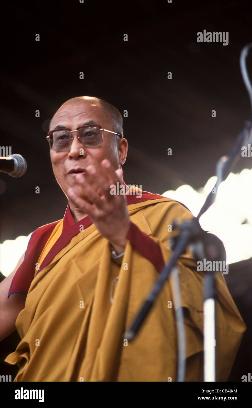 UN-Konferenz über Umwelt und Entwicklung, Rio De Janeiro, Brasilien, 3. bis 14. Juni 1992. Seine Heiligkeit der Dalai Lama eine Rede beim Global Forum. Stockfoto