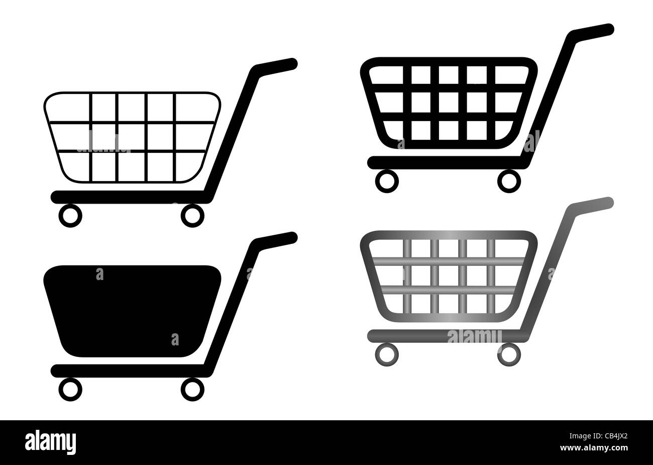 Vektor-Illustration der Einkaufswagen sind isoliert auf weißem Hintergrund Stockfoto