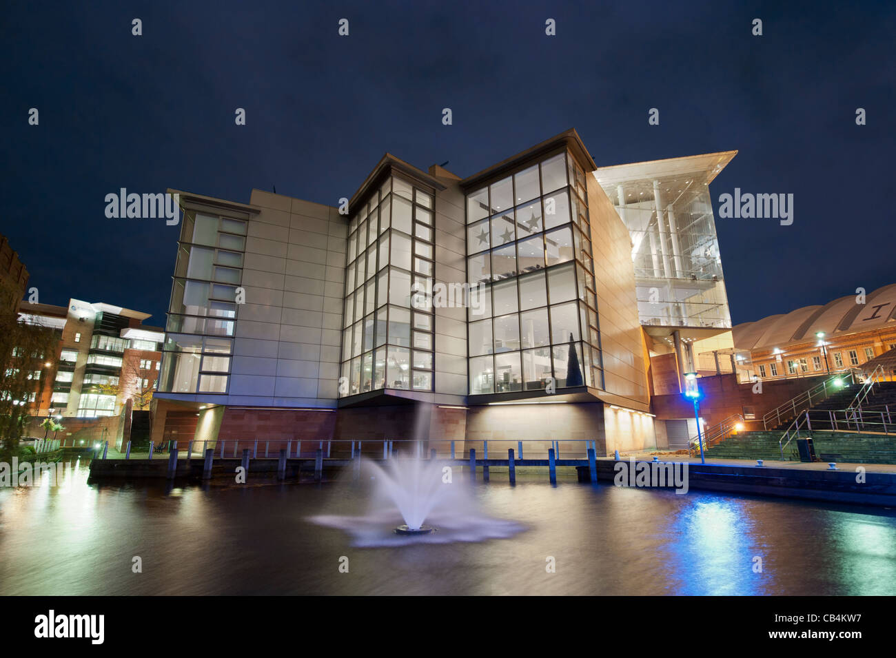 Nacht Schuss der Bridgewater Hall Konzert Veranstaltungsort, unteren Mosley Street, Manchester. Stockfoto