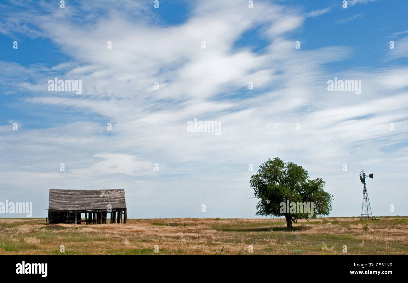 Verlassenes Haus in der Prärie. Stockfoto