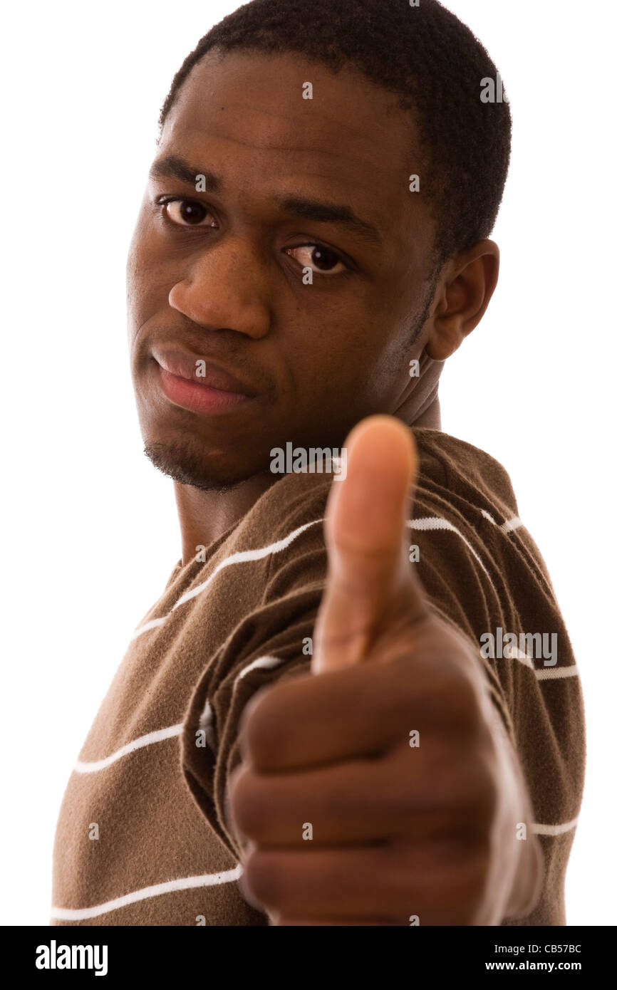 junge afrikanische Männer OK mit seiner Hand gestikulieren Stockfoto