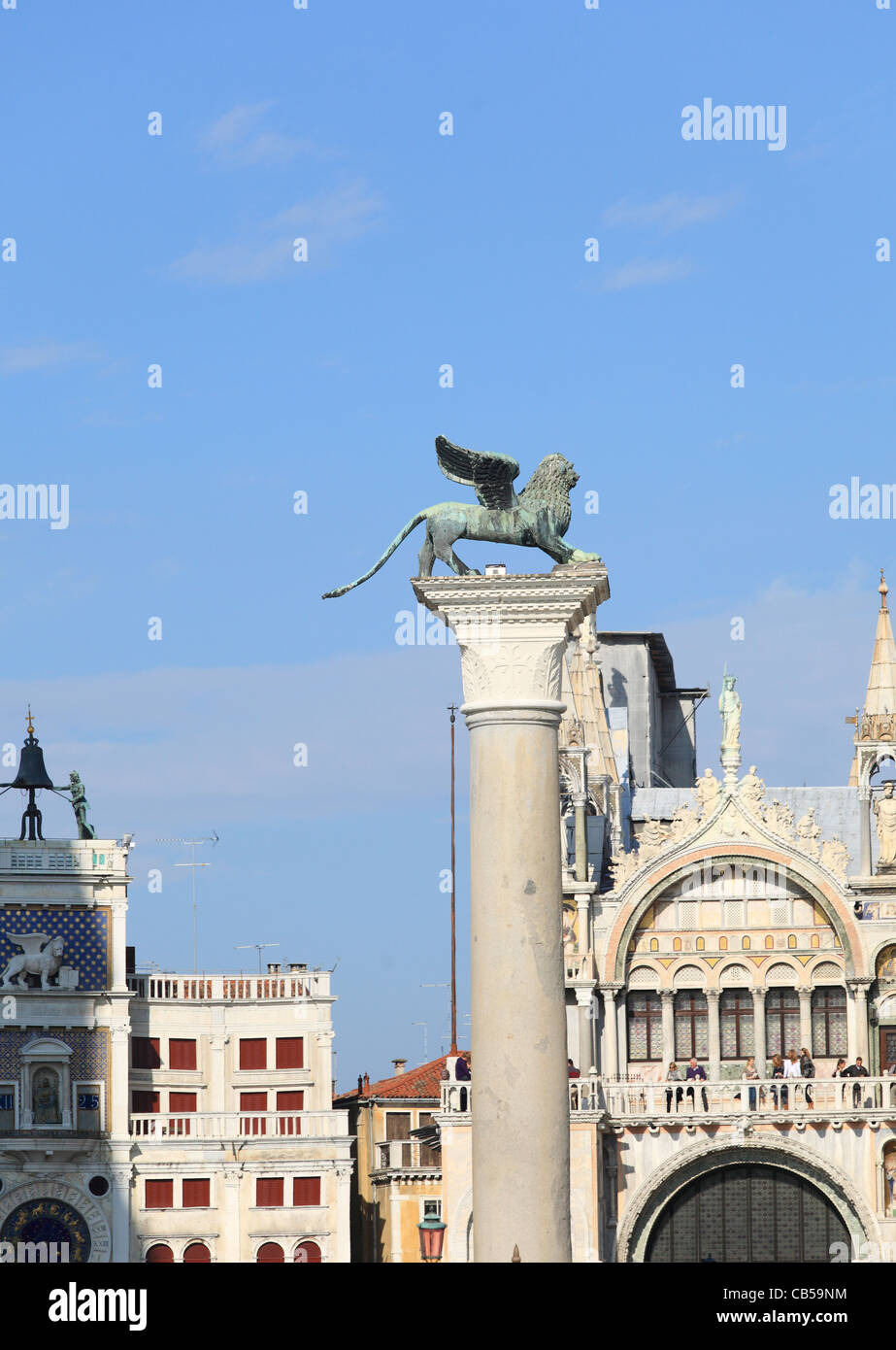 Die geflügelte Löwe von San Marco auf seiner Säule in San Marco Platz Stockfoto