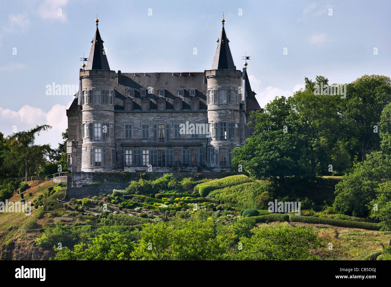 Königliche Burg von Ciergnon, Aufenthalts- und Sommerresidenz des belgischen Königshauses, Ardennen, Belgien Stockfoto