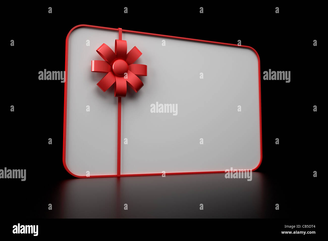 3D Darstellung der Geschenkkarte über schwarzen Hintergrund Stockfoto