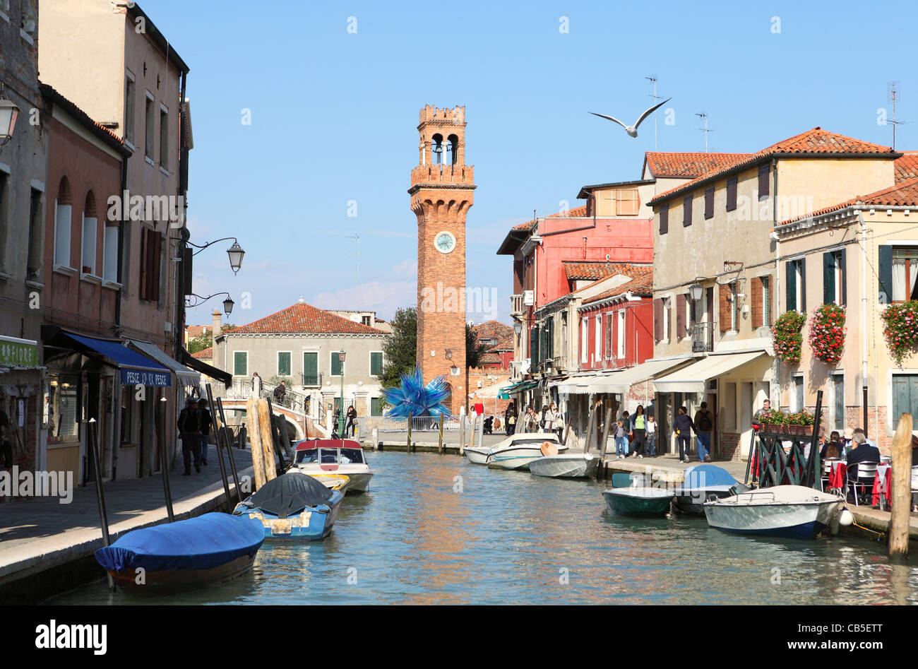 Murano, Venedig Miniatur Canale Grande mit seinen Geschäften, Gastronomie weitgehend für den Tourismus Stockfoto