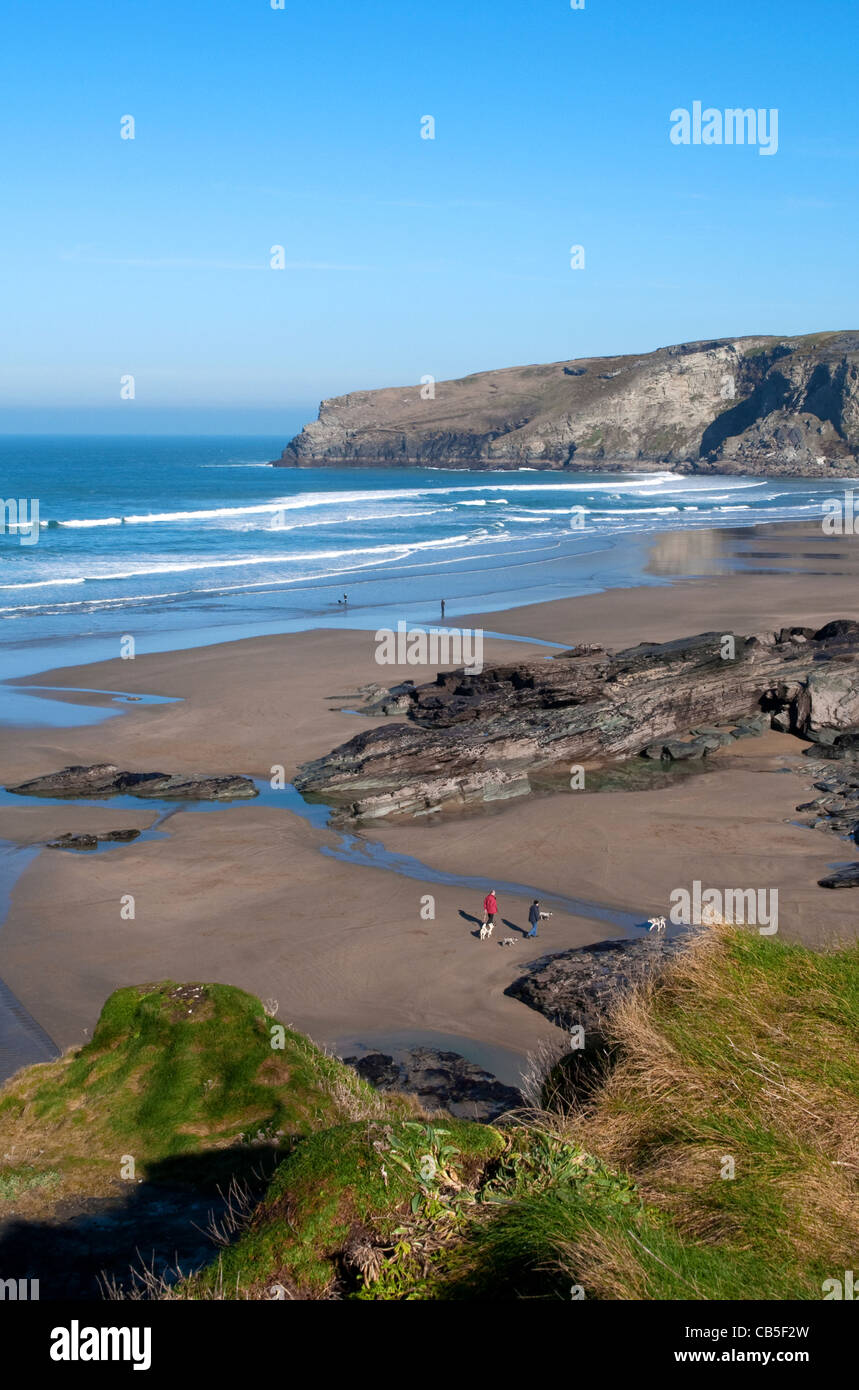 Der Strand von Trebarwith Strand in North Cornwall, Großbritannien Stockfoto