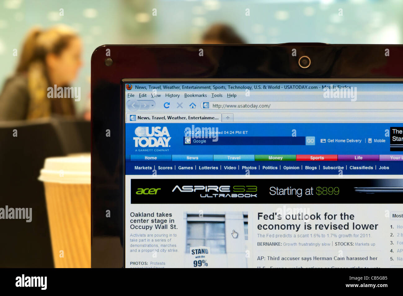 Web Site der USA heute erschossen in einem Coffee-Shop-Umfeld (nur zur redaktionellen Verwendung: print, TV, e-Book und redaktionelle Webseite). Stockfoto
