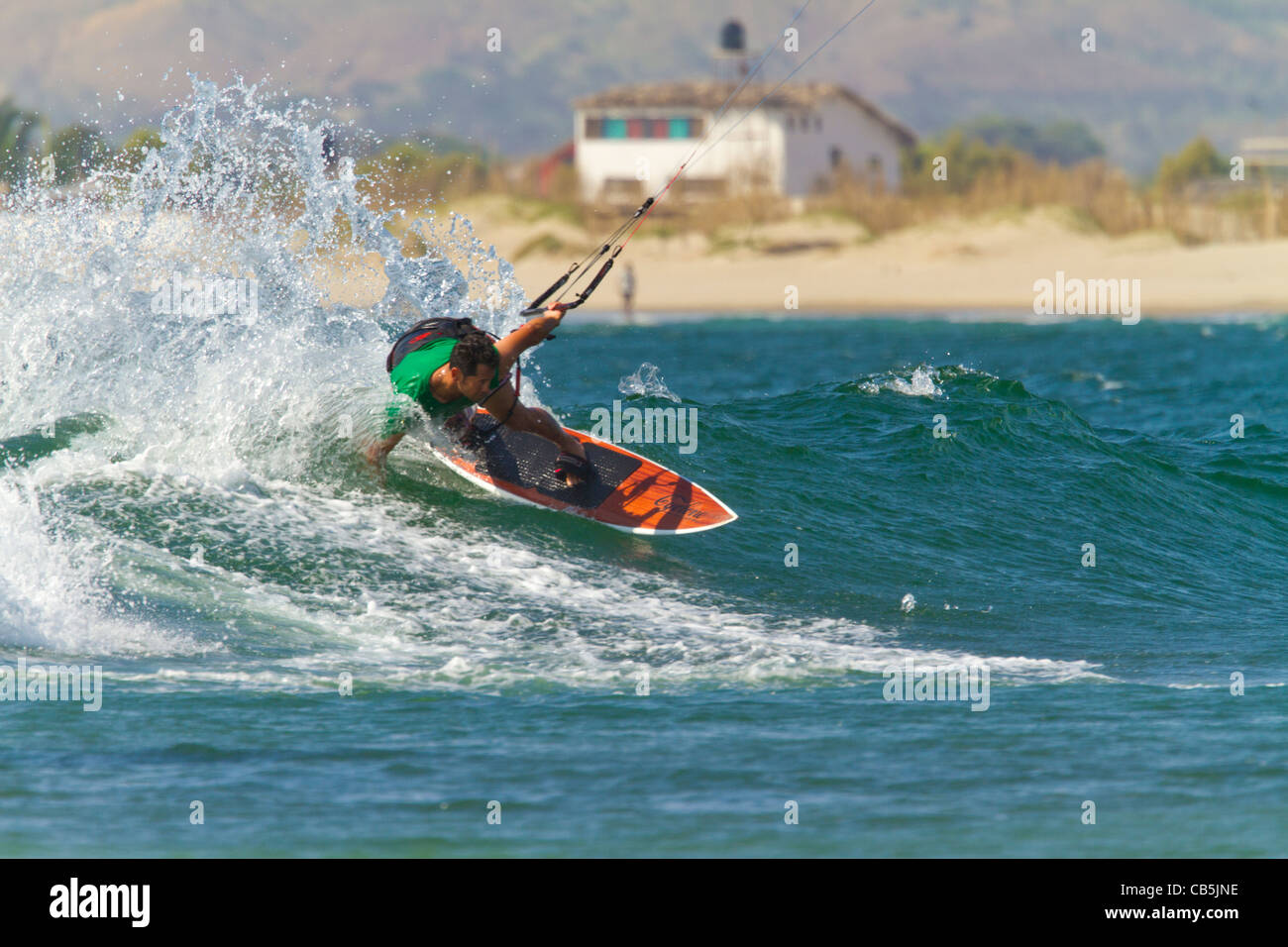 Kiteboarder in Mancora Beach, Peru Stockfoto