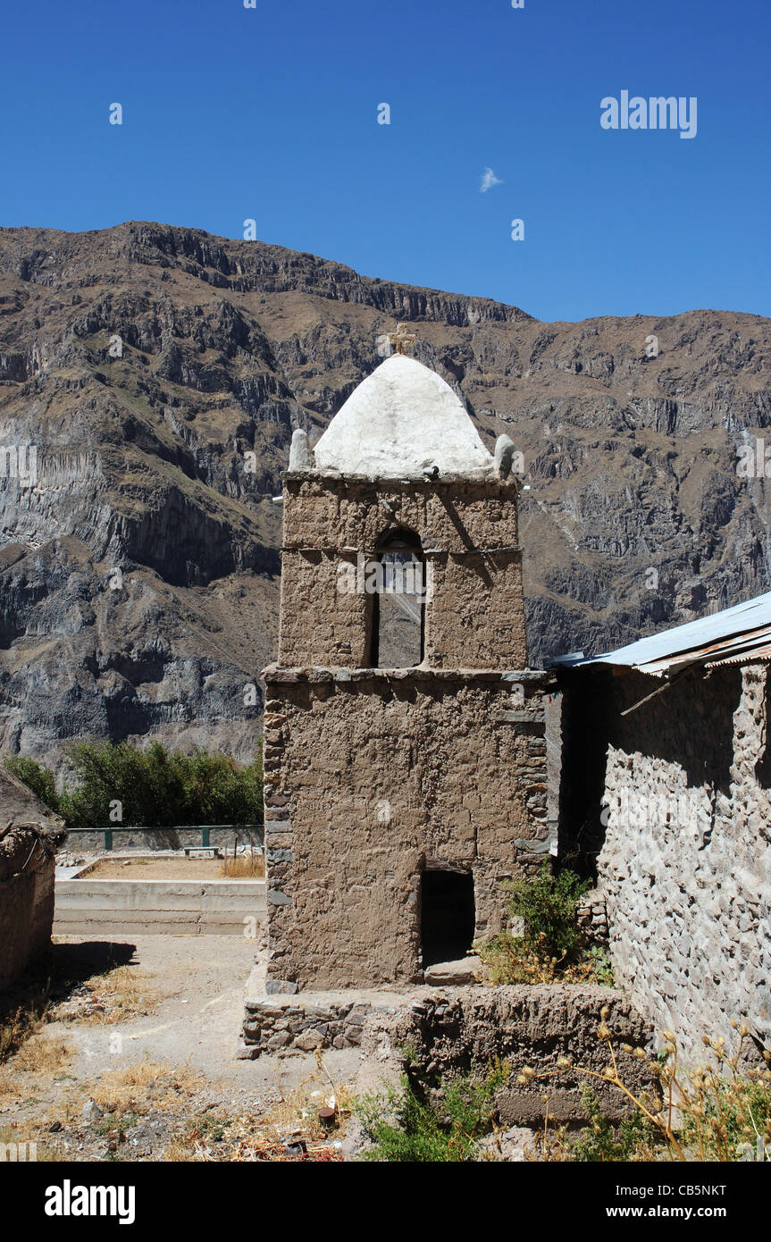 Eine kleine Kirche im Dorf Malata im Colca Canyon, Peru Stockfoto