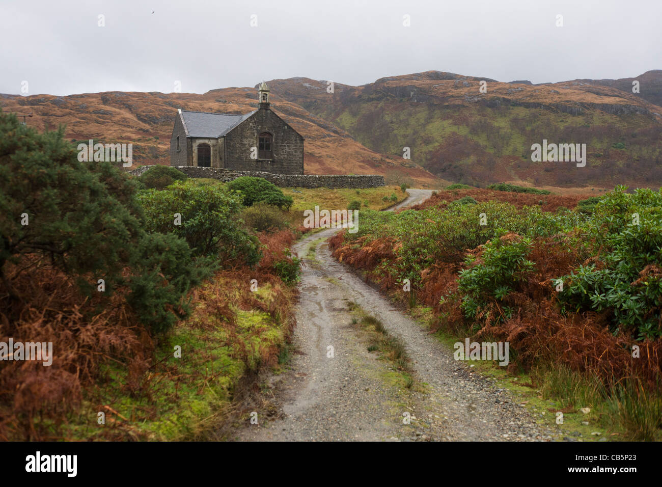 Die Kirche in Kinlochspelve, entworfen von Thomas Telford auf Isle of Mull, Schottland. Stockfoto