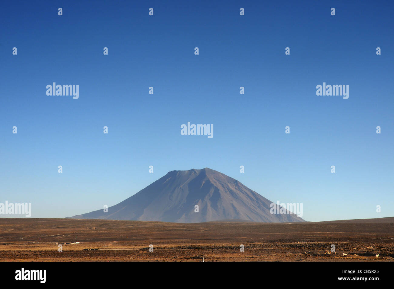 El Misti Vulkan erhebt sich über dem Altiplano in der Nähe von Arequipa, Peru Stockfoto