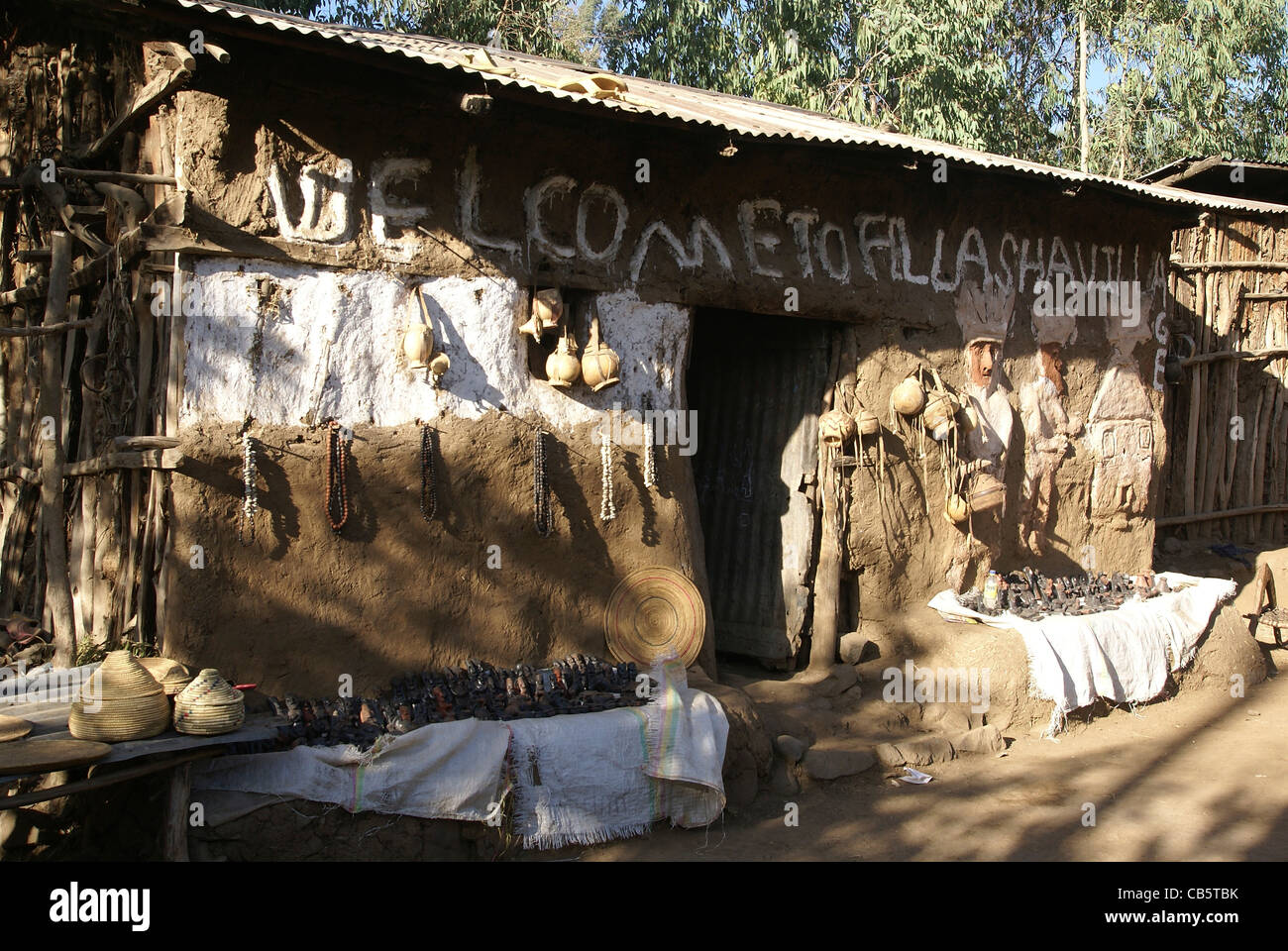 Afrika, Äthiopien, Gondar, Wolleka Dorf, die Beta Israel (die jüdische Gemeinde) Synagoge außen Stockfoto