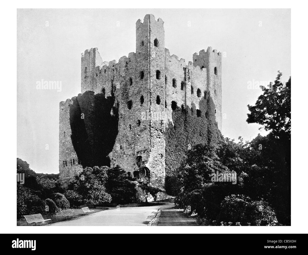 Rochester Castle Kent England halten Stein Turm königlichen normannischen Eroberung Stockfoto