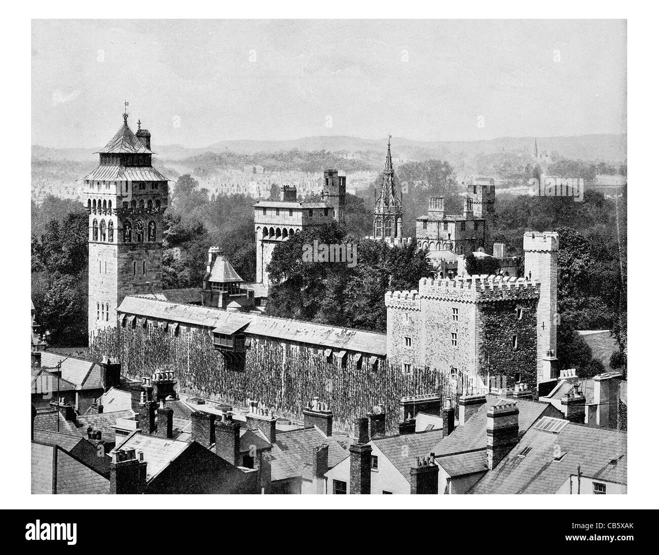 Cardiff Castle mittelalterlichen Victorian Gothic Revival Villa Bergfried römische Fort Wales Grade I Listed Building Stockfoto