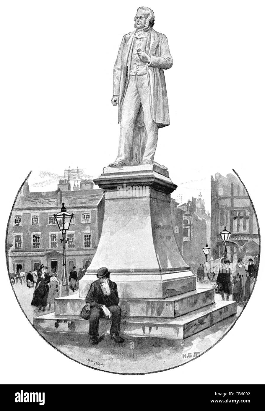Statue Albert Square John Bright 1811 1889 Quaker britische radikale liberale Staatsmann Anti-Corn Law League House Of Commons Stockfoto