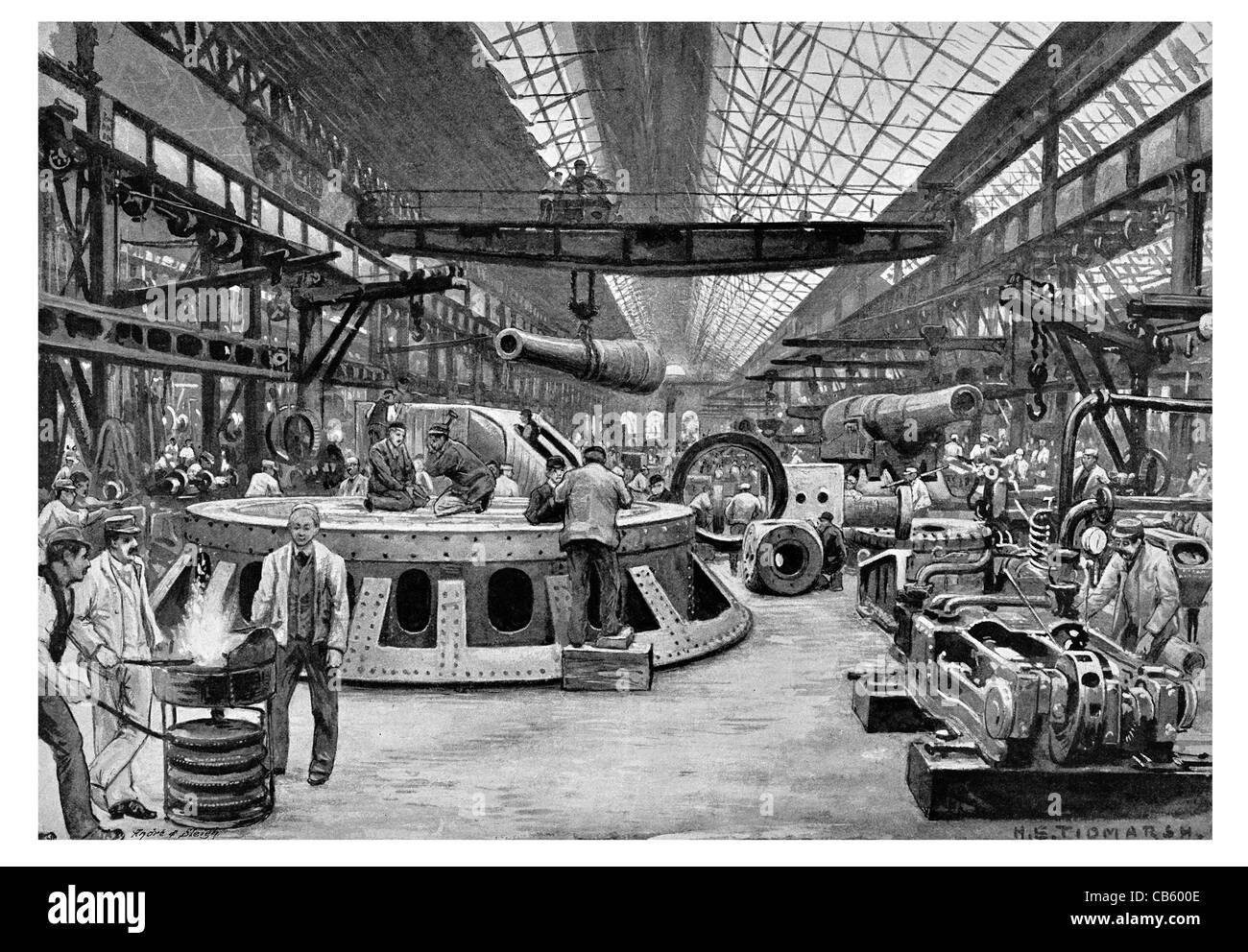 Bucht in Sir Joseph Whitworth und Co Montage Shop Ingenieur Ingenieure engineering Pistole Waffe Kanone Tank Fass britische Armee Stockfoto