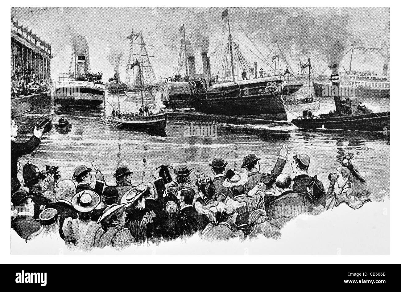Eröffnung des Ship Canal von der Königin 21. Mai 1894 Dampfer Schiff Fähre Manchester Ship Canal dock Port Kai festmachen Passagier Stockfoto