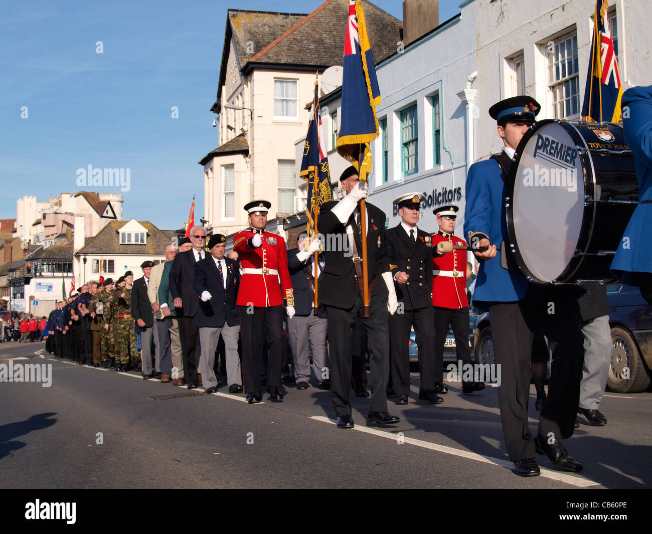 Remembrance Day Parade, Bude, Cornwall, UK Stockfoto