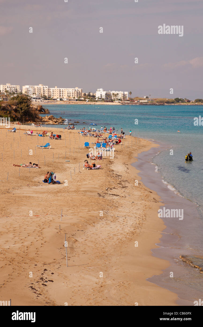 Strand von Fig Tree Bay, Protarus, Zypern Stockfoto