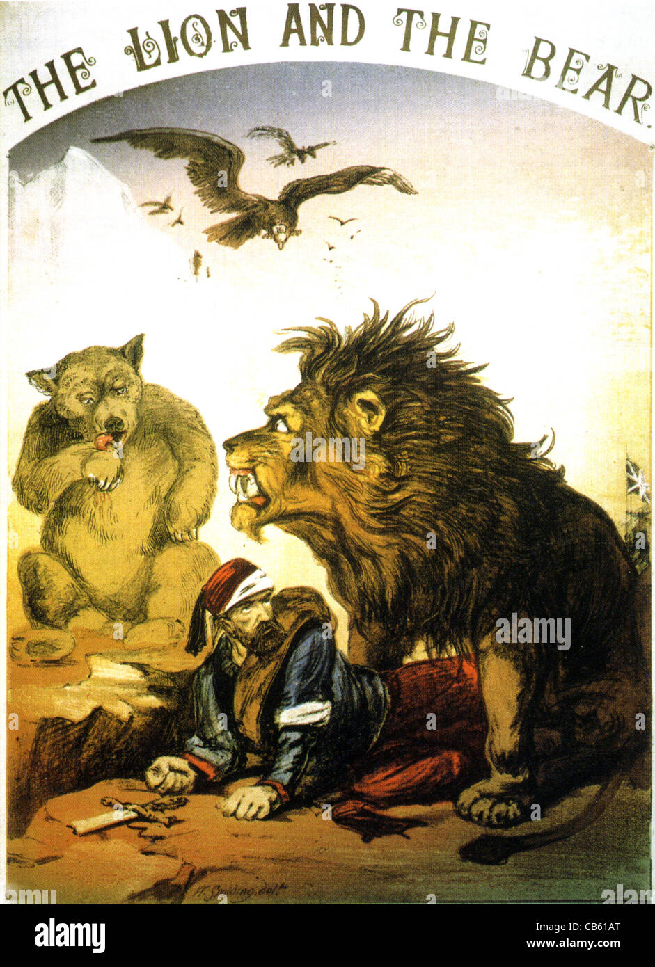 DER LÖWE UND DER BÄR. Cover von Noten für 1877 Song zeigt der britische Löwe, der russische Bär Türkei schützen Stockfoto