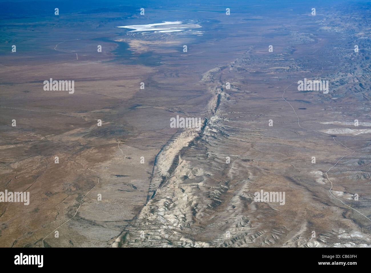 Luftaufnahme der San-Andreas-Verwerfung in der Carrizo Plain California. Stockfoto